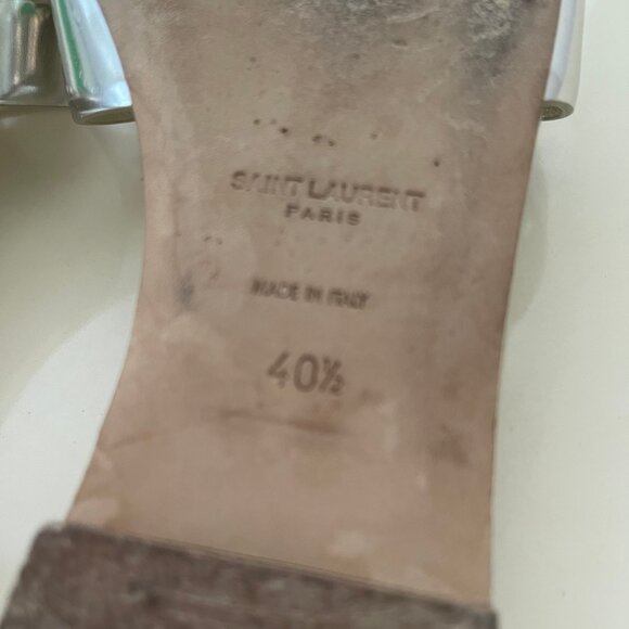 YSL PlatinumTribute Flat Slide Sandal - Run Small So Size Up ½ Size - Picture 6 of 10